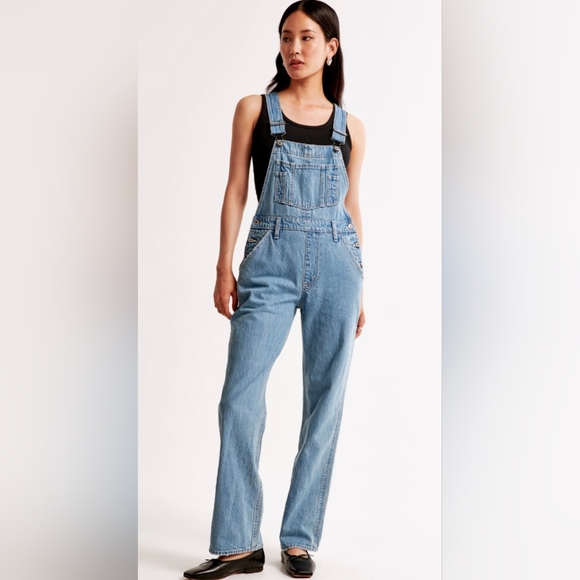Abercrombie & Fitch Jean Overalls Drapey Ridgid EUC - Picture 1 of 5